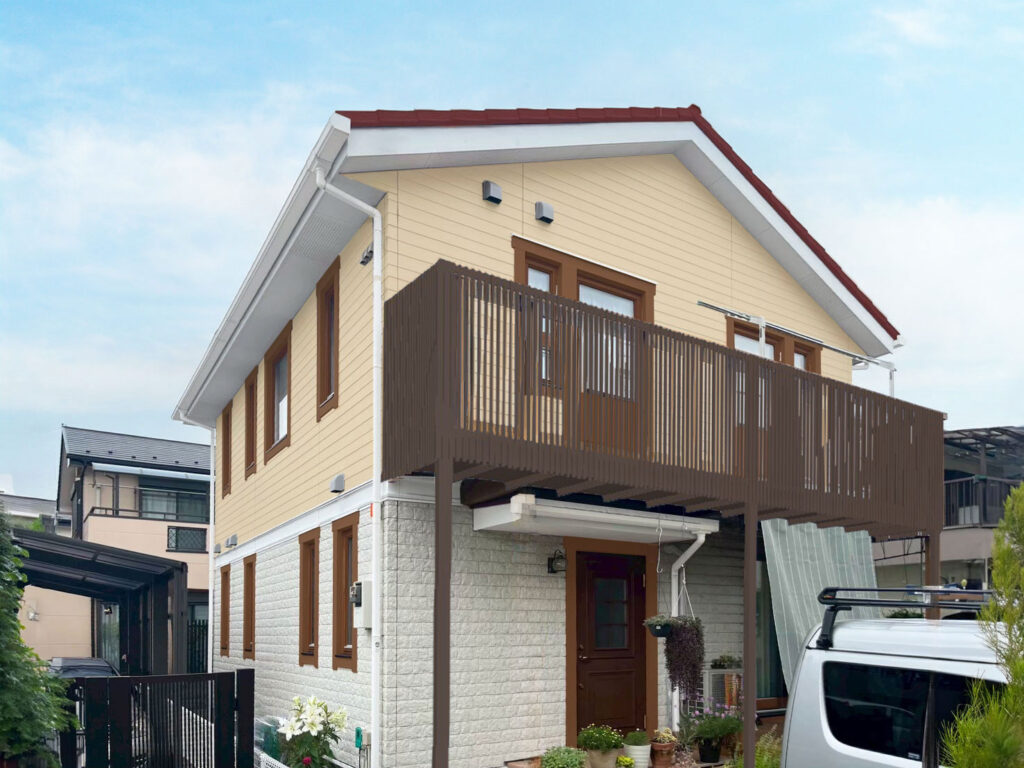 窓飾り：17-40H
木製窓枠：カスタニ
2F外壁：ND-250